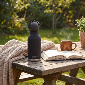 Бутылка-термос для напитков Asobu "Bestie", черная овечка, 460 мл